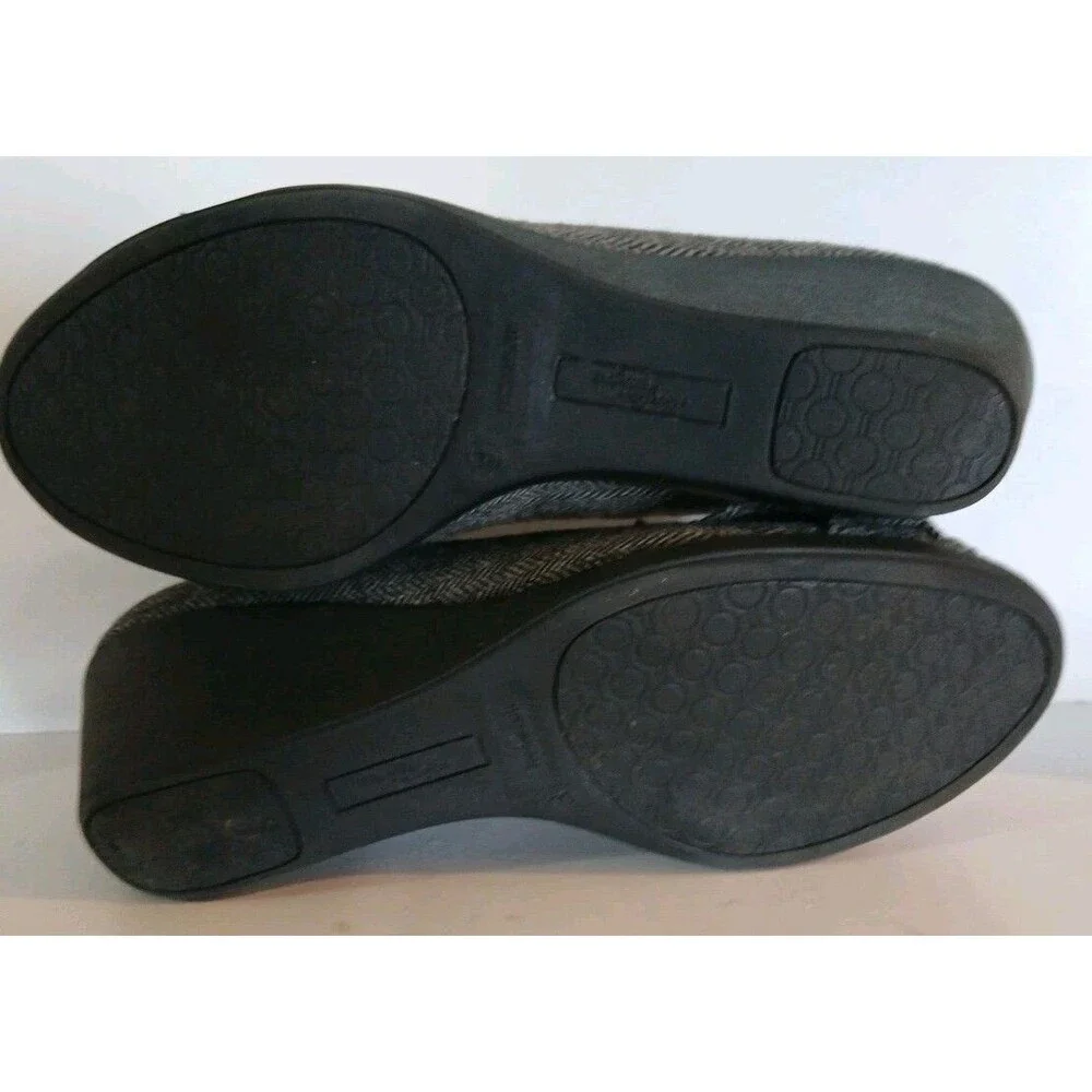 DexFlex Sport Comfort Wedge Gray-Black Plaid Round Buckle Knot  Design  Size-9